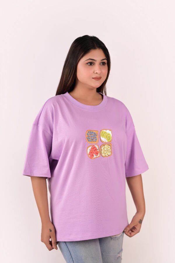 DSC_5727 copy Women’s Oversized Lilac T-Shirt with Food Graphic Print