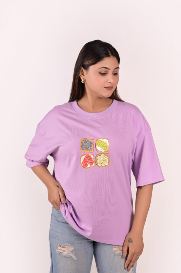 DSC_5745 copy Women’s Oversized Lilac T-Shirt with Food Graphic Print