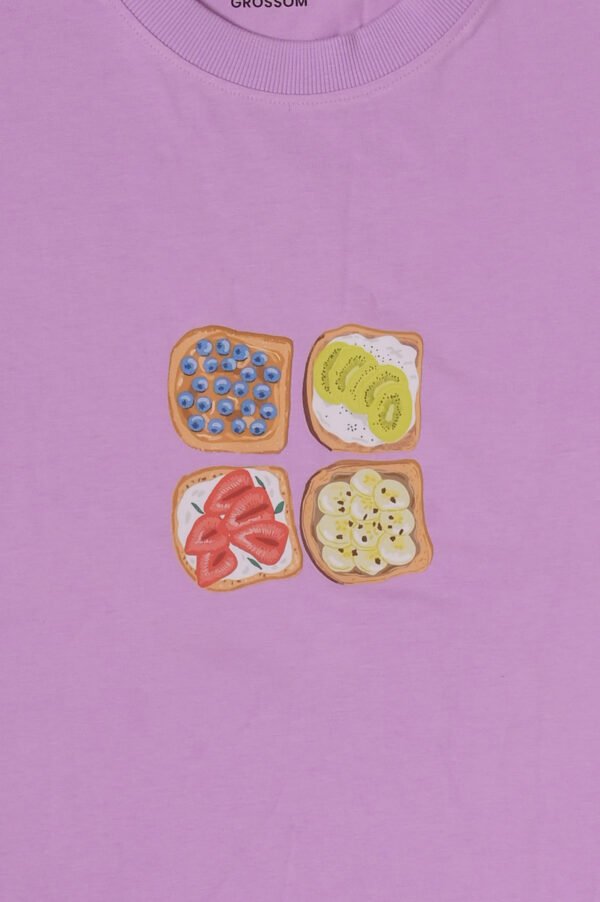 DSC_7954 s Women’s Oversized Lilac T-Shirt with Food Graphic Print