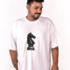 DSC_5660 copy Men’s White Oversized T-Shirt with Black Chess Knight Print