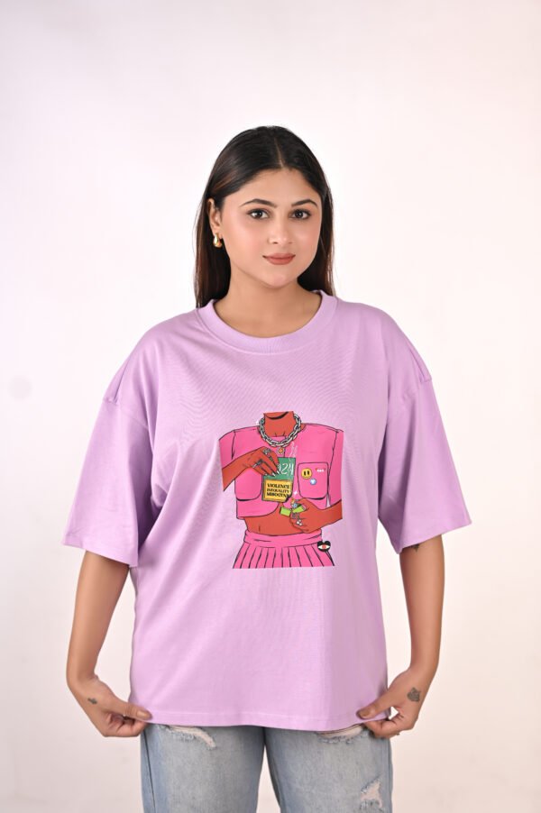 DSC_5811 copy Women’s Oversized Graphic T-Shirt – Lavender (Front & Back Print)