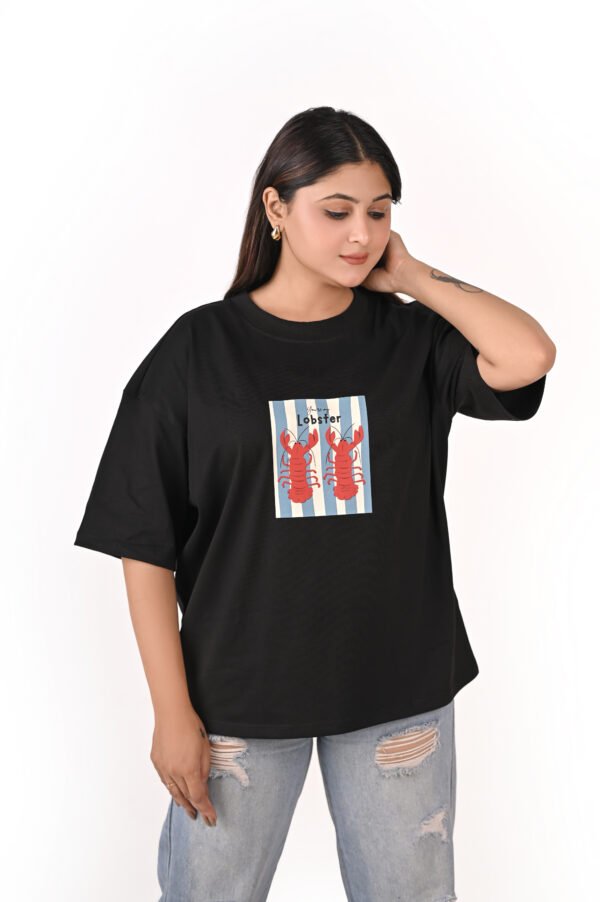 DSC_5892 Women’s Oversized Graphic T-Shirt – Black “You’re My Lobster” Print