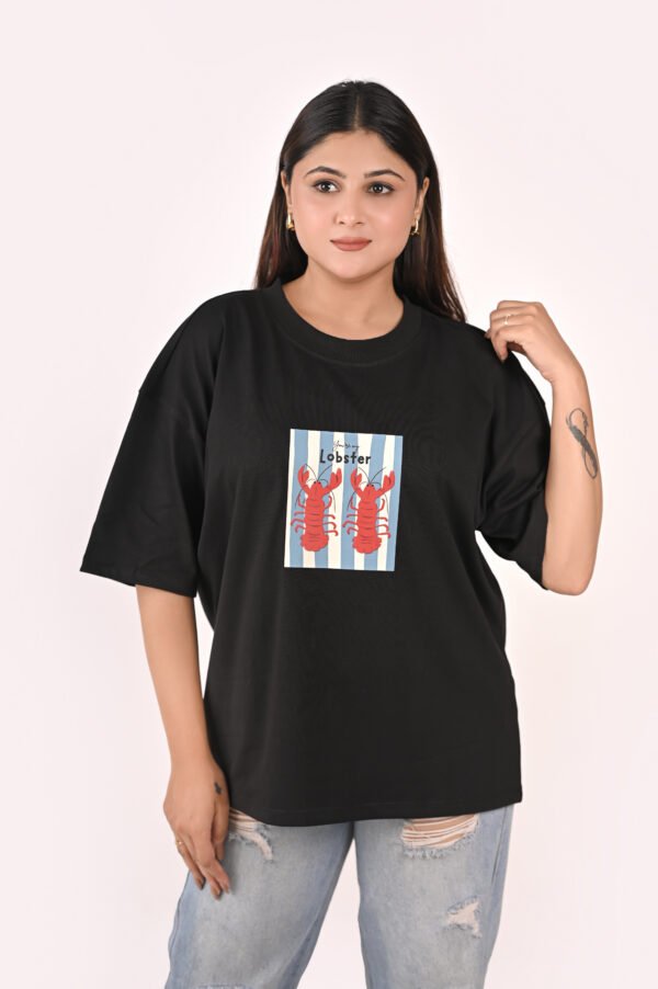 DSC_5894 copy Women’s Oversized Graphic T-Shirt – Black “You’re My Lobster” Print