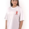 DSC_5911 copy Women’s White Oversized T-Shirt – “Ciao Bella / Chilli Print”