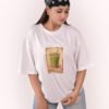 DSC_5988 copy Women’s Oversized White Graphic T-Shirt – “The Matcha” Print