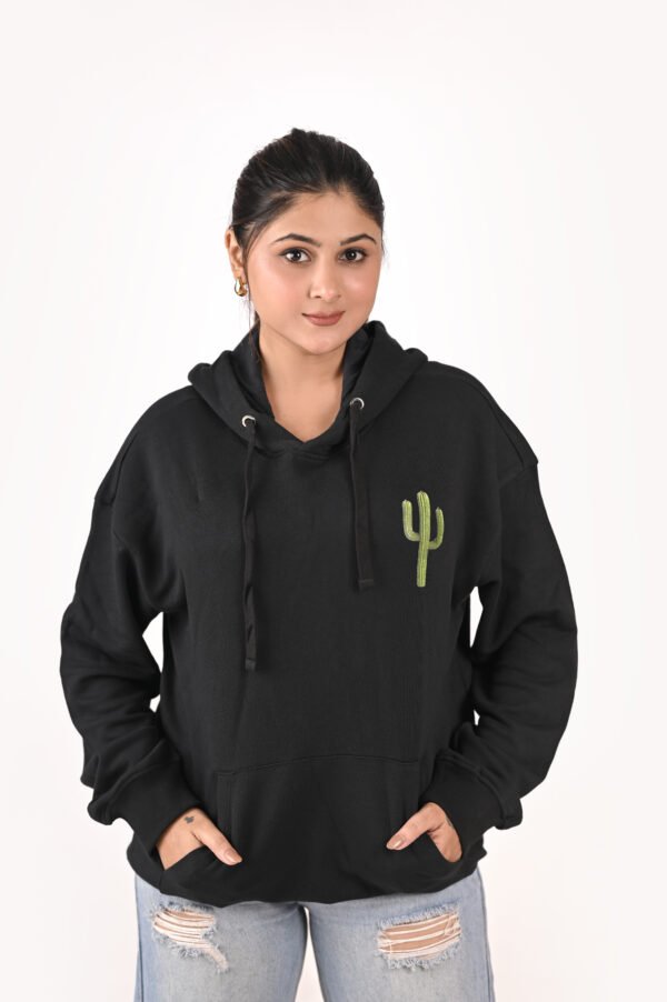 DSC_6019 copy Women’s Black Hoodie with Cactus Print