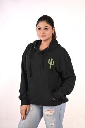 DSC_6023 copy Women’s Black Hoodie with Cactus Print