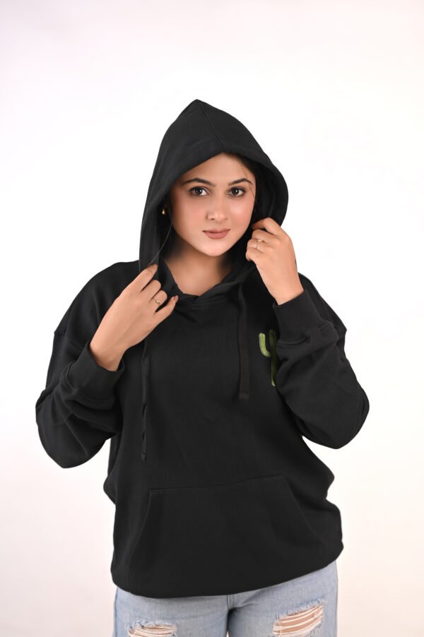 DSC_6033 copy Women’s Black Hoodie with Cactus Print