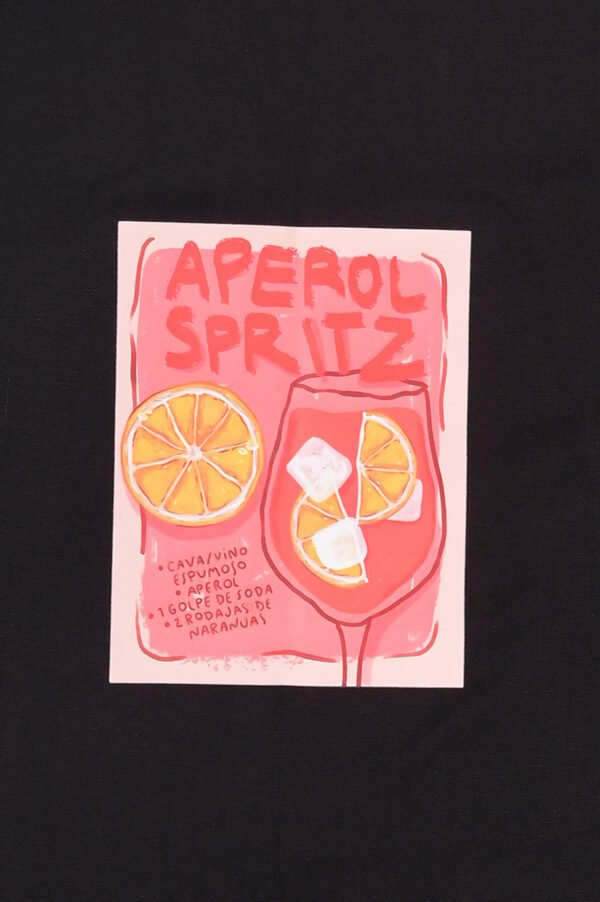 Women’s Oversized Black Graphic T-Shirt – “Aperol Spritz” Print