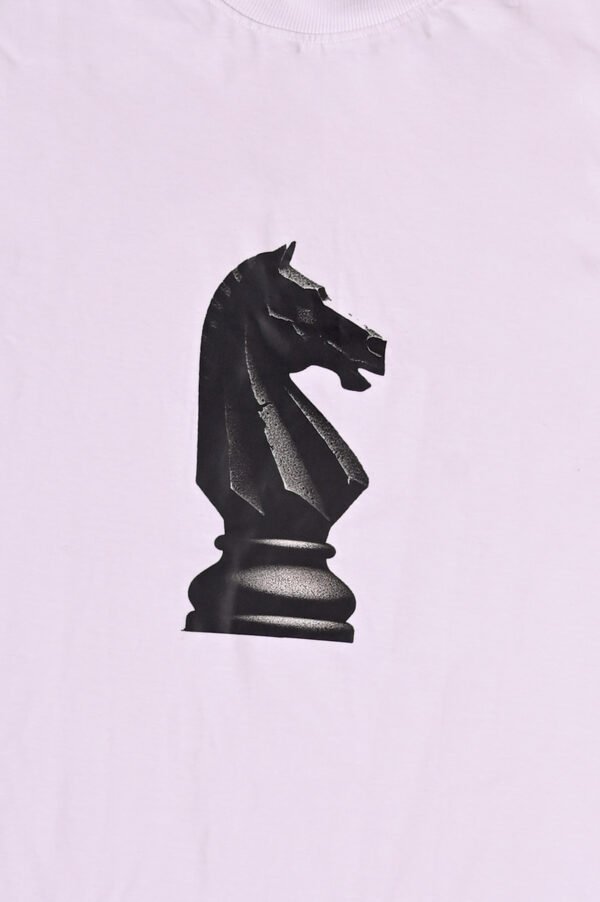DSC_7973 copy Men’s White Oversized T-Shirt with Black Chess Knight Print
